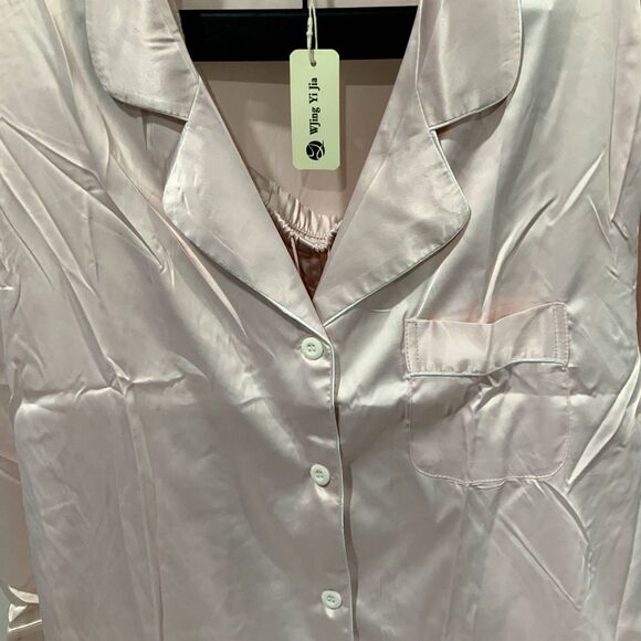 NWT!! Silky Pink 2 Piece Pajama Set with Sleep Mask Size XL - Picture 6 of 11